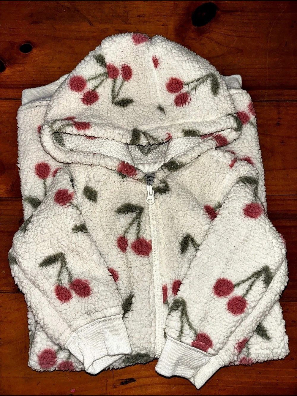Carter's Cherry Print Fleece one peice Baby 6-9M Like New